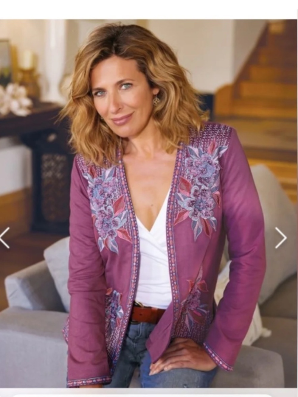 Soft Surroundings Playa Embroidered Jacket in Dark Berry